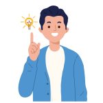Man shows gesture of a great idea find solution of the problem vector illustration in cartoon style Concept