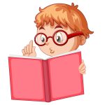 Little boy reading book illustration